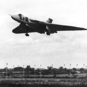 A RAF Avro Vulcan V-bomber makes an emergency landing at Newcastle Airport A RAF Avro Vulcan V-bomber makes an emergency landing at Newcastle Airport