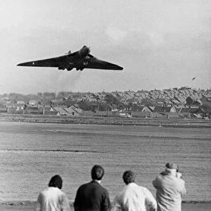 The RAF Avro Vulcan V-bomber (XL319) lands at Sunderland Airport to become