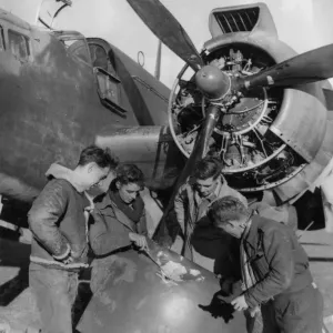 RAF Baltimore Crew of the Tactical Bomber Force, safely back at base after bombing run RAF Baltimore Crew of the Tactical Bomber Force, safely back at base after bombing run