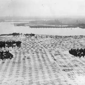 RAF Bomb damage in captured Hanover, Germany. The machsee large lake south of RAF Bomb damage in captured Hanover, Germany. The machsee large lake south of