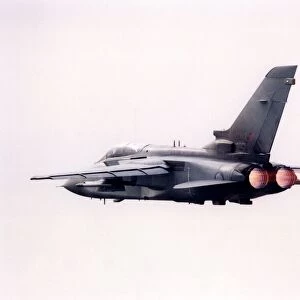 A RAF Panavia Tornado, twin-engine, variable-sweep wing multi role combat aircraft