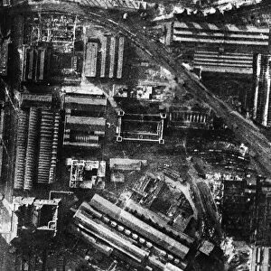 RAF Photo Reconnaissance image taken after a heavy raid on the Krupps Workd at Essen by