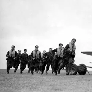 RAF Pilots scramble during th Battle of Britain Conflict World War Two