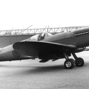 An RAF Spitfire fighter plane after being refurbished by British Aerospace apprentices