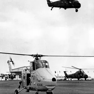 A RAF Westland Whirlwind search and rescue helicopter stands by as strike command A RAF Westland Whirlwind search and rescue helicopter stands by as strike command