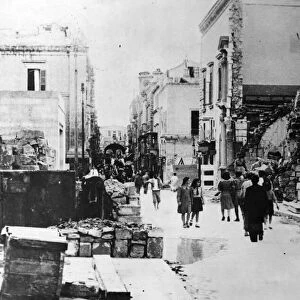 Raid damage in Kingsway, Valetta, capital of Malta. Circa March 1942