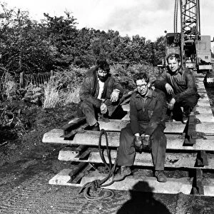 Railway enthusiasts Derek Cowan, Eric Maxwell and Neil Morgan taking a break from track