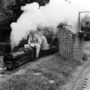 Railway enthusiasts at the miniature railway at Greywood Railway enthusiasts at the miniature railway at Greywood