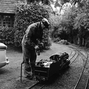 Railway enthusiasts at the miniature railway at Greywood Railway enthusiasts at the miniature railway at Greywood