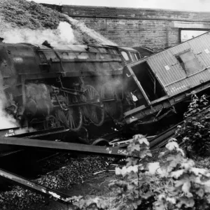 A railway guard leaped from his van seconds before it was hurled off the line by a steam A railway guard leaped from his van seconds before it was hurled off the line by a steam