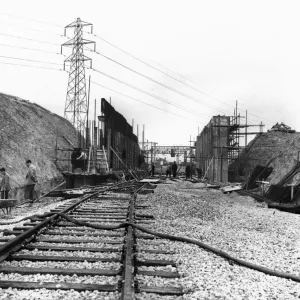 Railway sidings for the Halewood Ford factory are seen here under construction Railway sidings for the Halewood Ford factory are seen here under construction