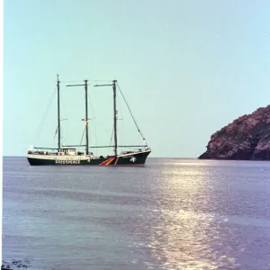 Rainbow Warrior Ship August 1999 in St Kilda Island Bay Outer Hebrides Rainbow Warrior Ship August 1999 in St Kilda Island Bay Outer Hebrides