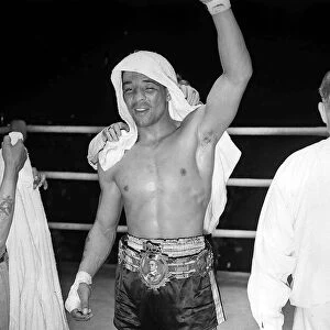 Randolph Turpin V Don Cockell. Turpin with his Lonsdale belt after the fight