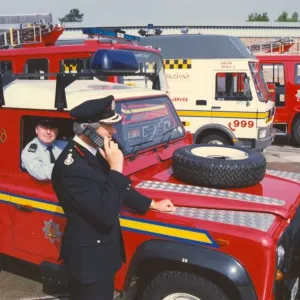 A range of fire engines and vehicles ready for the next emergency call-out A range of fire engines and vehicles ready for the next emergency call-out
