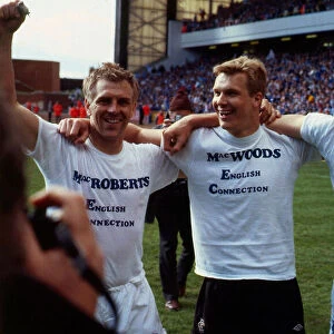Rangers players celebrate winning League May 1987 Left to Right Graham Roberts