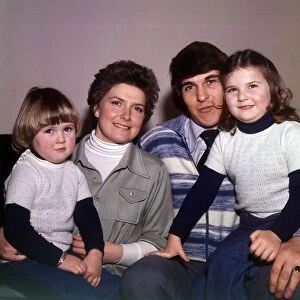Rangers and Scotland footballer Tom Forsyth at home with his wife Linda and children