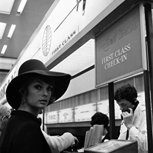 Raquel Welch, pictured at London Heathrow Airport, 3rd June 1967