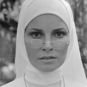 Raquel Welch pictured on set, in Hungary filming her new movie Bluebeard