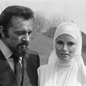 Raquel Welch pictured on set, in Hungary filming her new movie Bluebeard