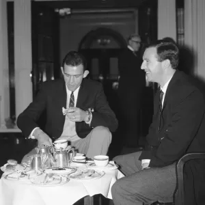 Ray Charnley of Blackpool (left), tucks into a plate of toast Ray Charnley of Blackpool (left), tucks into a plate of toast