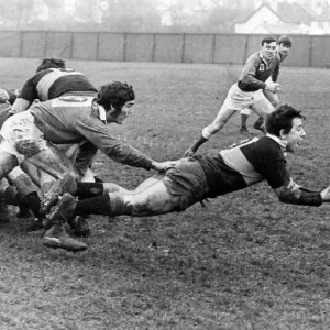 Ray Hopkins, aka Chico, Maesteg Rugby Union Player, match action Ray Hopkins, aka Chico, Maesteg Rugby Union Player, match action