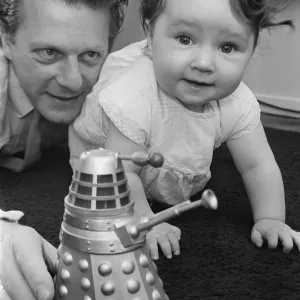 Raymond Cusick designer of the Daleks from Doctor Who 1965 playing with his