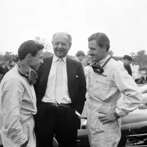 Raymond Mays, former racing driver and entrepreneur, pictured with Jim Clark & Graham