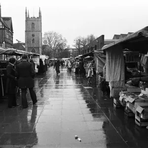 Reading market, Berkshire. February 1977 Reading market, Berkshire. February 1977