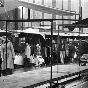 Reading market, Berkshire. February 1977 Reading market, Berkshire. February 1977