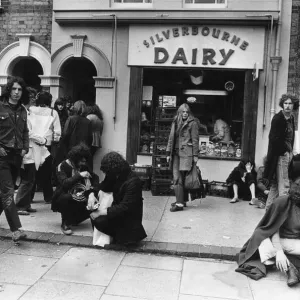 Reading pop festival goers seen here stopping off at the Silverbourne Dairy Reading pop festival goers seen here stopping off at the Silverbourne Dairy