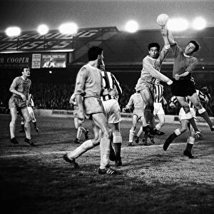 Reading v Bristol 29th April 1966 Bristol goalkeeper Bernard Hall duels with