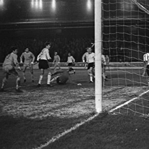 Reading v Grimsby 17th November 1966. Grimsby skipper Graham Taylor fails to cut off