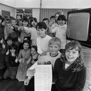 Ready to go before the cameras - these youngsters from class four at Slaithwaite Junior Ready to go before the cameras - these youngsters from class four at Slaithwaite Junior
