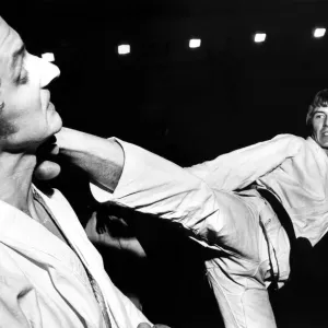 Karate Black Belts in Action Print, circa 1970