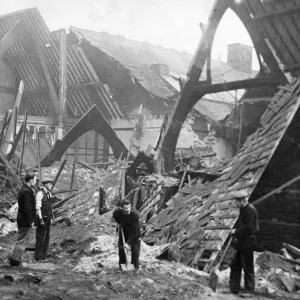 Recovery squads at work after a Nazi Luftwaffe raid on St Johns School Recovery squads at work after a Nazi Luftwaffe raid on St Johns School