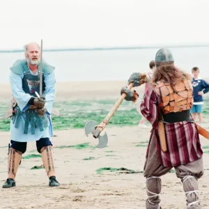 Redcar Folk Festival, 9th July 1994. Pictured, members of the Balhag Viking Reenactment Redcar Folk Festival, 9th July 1994. Pictured, members of the Balhag Viking Reenactment