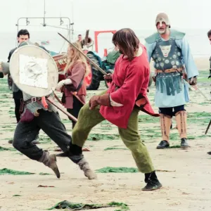 Redcar Folk Festival, 9th July 1994. Pictured, members of the Balhag Viking Reenactment Redcar Folk Festival, 9th July 1994. Pictured, members of the Balhag Viking Reenactment
