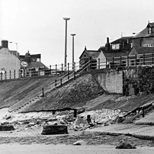 Redcar sea wall. 18th October 1983