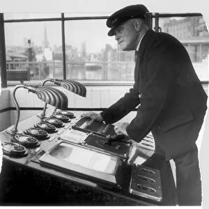 The Redcliffe Bascule bridge operator at the controls in 1950 Bristol