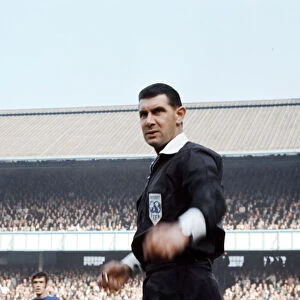 Referee Jack Taylor taking charge of an English league division one match, 1970