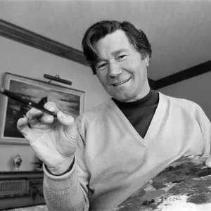 Reg Varney, actor and painter, touches up his latest work, at home in Enfield Reg Varney, actor and painter, touches up his latest work, at home in Enfield
