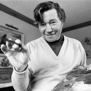 Reg Varney, actor and painter, touches up his latest work, at home in Enfield Reg Varney, actor and painter, touches up his latest work, at home in Enfield