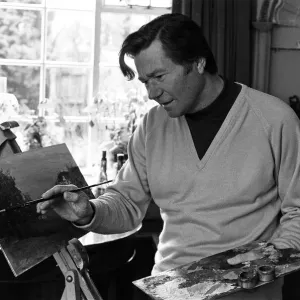 Reg Varney, actor and painter, touches up his latest work, at home in Enfield Reg Varney, actor and painter, touches up his latest work, at home in Enfield
