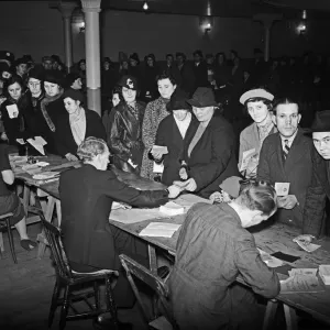 Registering for food ration cards at Birmingham Town Hall. 21st November 1939
