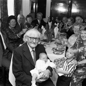 Relatives toast Mr Frederick Braund, of Fixby, at his 100th birthday celebration Relatives toast Mr Frederick Braund, of Fixby, at his 100th birthday celebration