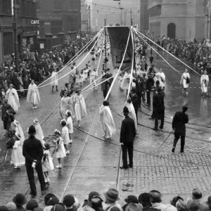Religion Holidays Whit Sunday The scene as the Whitsun procession wends its way Religion Holidays Whit Sunday The scene as the Whitsun procession wends its way