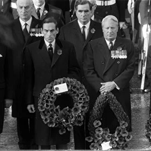Rememberance Sunday November 1969 Political leaders gather at Whitehall l-r Jeremy