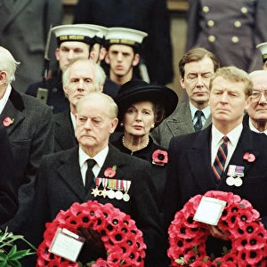 Remembrance Day parade at Whitehall, London. Margaret Thatcher, Paddy Ashdown