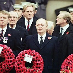 Remembrance Day parade at Whitehall, London. Paddy Ashdown, Neil Kinnock