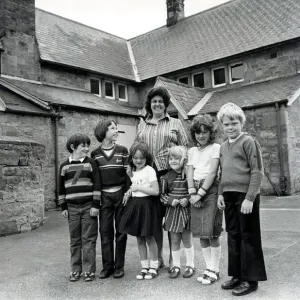 Rennington School, 2nd July 1982. Headteacher Betty Wight with the last six pupils Rennington School, 2nd July 1982. Headteacher Betty Wight with the last six pupils